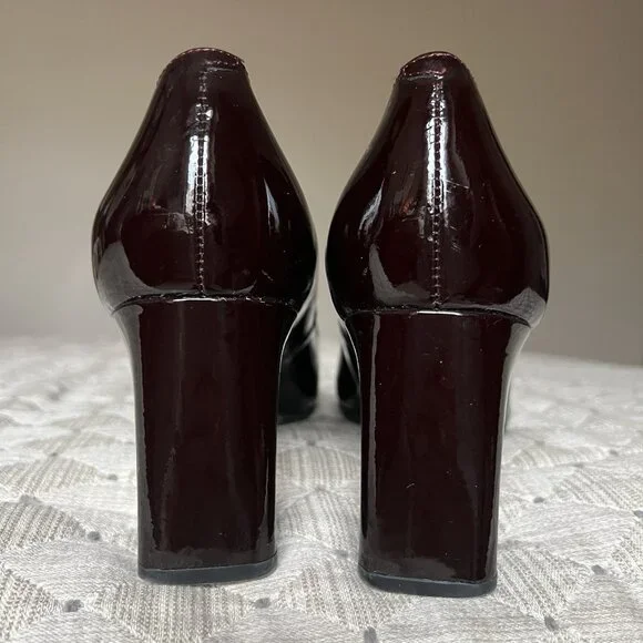 Marc Fisher Zala Dark Brown Patent Leather Block Heel Pumps - Picture 8 of 14